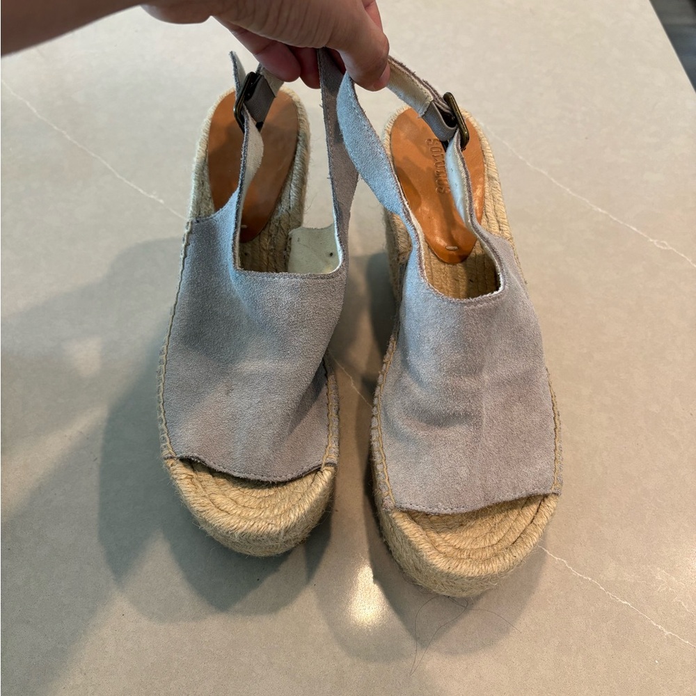 Soludos Light Gray Espadrille Wedges